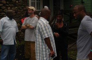 Bruce with FICPM members at a recent retreat. Dorsey Nunn (Legal Services for Prisoners with Children), Pastor Kenneth Glasgow (T.O.P.S.), TTEF Board member Tina Reynolds (WORTH), and Daryl Atkinson (Southern Coalition for Social Justice).
